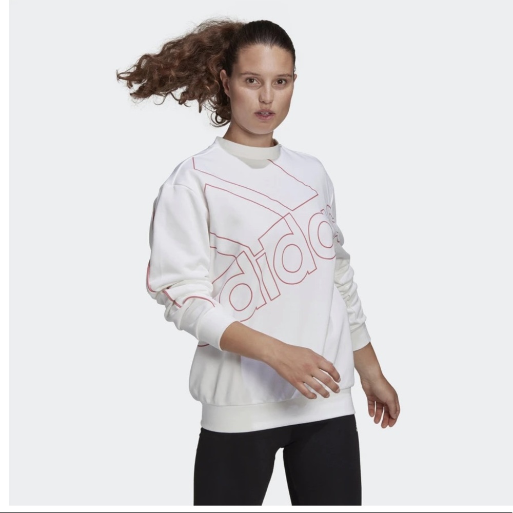 Adidas White Giant Logo Oversized Sweatshirt NWT